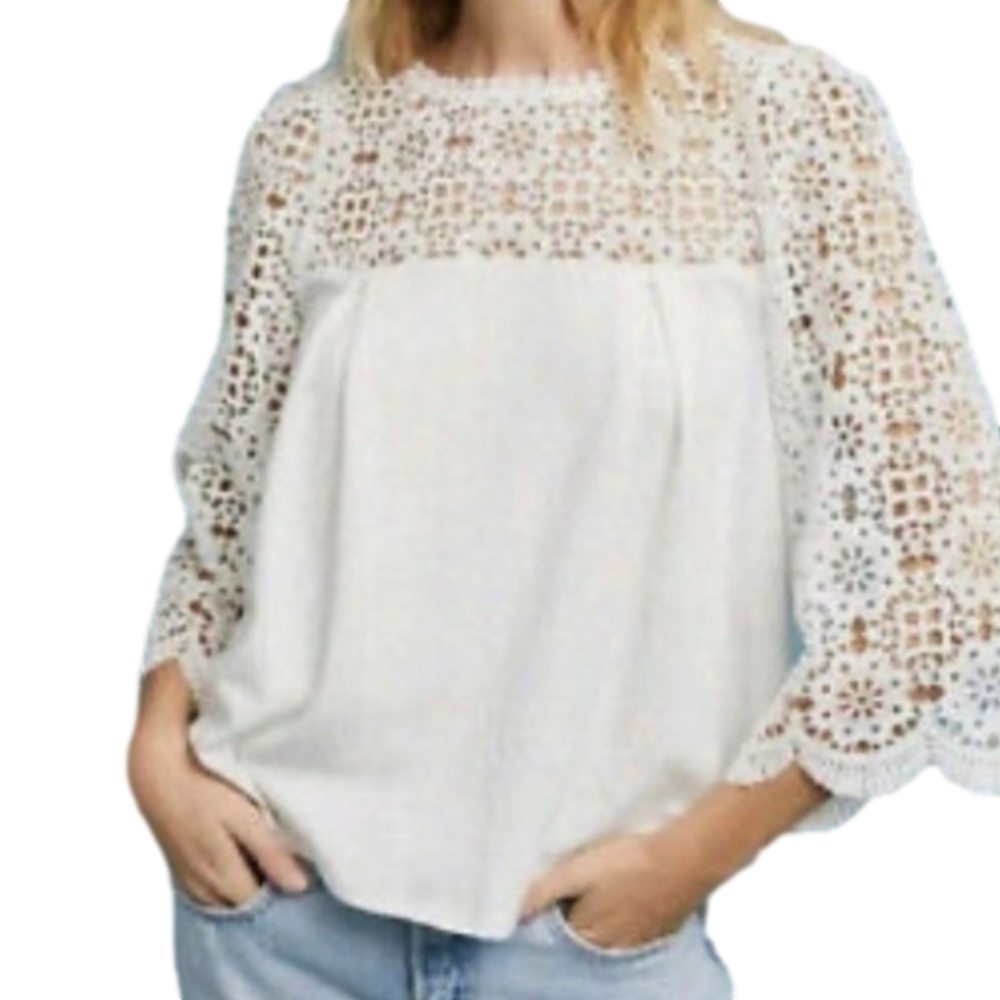 eri + ali Anthropologie white top size small